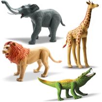 4 unids Brinquedo Animal Realista Articulado Vinil Safari