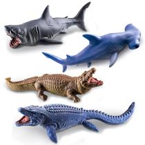 4 Unids Vinil Mosassauro Tubarão Crocodilo Martelo Realista