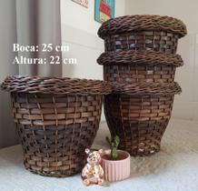 4 Vaso cachepô cachepot para flores barrigudinho jardim piscina fibra sintética artesanal - NA - Decoração Rústica