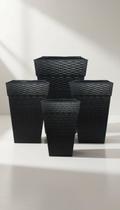 4 Vasos Coluna Rattan 10L 17L 28L Pretos