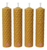 4 Velas De Cera De Abelha 100% Pura E Natural 10x2 Cm