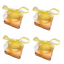 4 VELAS DECORATIVA DE VIDRO REDONDA DECORAÇÃO EVENTO Laranja