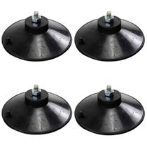 4 Ventosa de 90mm (9 cm) Em PVC Preto Com Parafuso e Porca