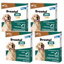 4 Vermífugo Drontal Plus 2 Comprimidos Para Cães Até 35kg