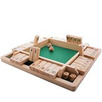 4-Way Shut The Box Jogo de Dados por GrowUpSmart (2-4 Jogadores) para Crianças + Adultos 4 Sided Large Wooden Board Game, 8 Dice + Shut-The-Box Rules Jogo Inteligente para Aprender Números, Estratégia + Gestão de Riscos