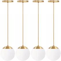 4 x Luminárias Lustre Pendente 2m Jabuticaba Globo Vidro 15cm Metal Teto Gimpo 4x-PJ15