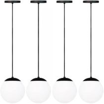 4 x Luminárias Lustre Pendente 2m Jabuticaba Globo Vidro 15cm Metal Teto Gimpo 4x-PJ15