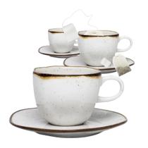 4 Xícara de Chá com Pires Ryo Maresia Oxford 220mL Porcelana
