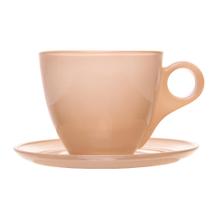 4 Xícaras Chá com Pires Milky Fio de Ouro 170ml Areia Vidro