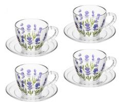 4 Xícaras De Café C/ Pires Lavanda Hand Painting 80 Ml Lyor 4 Xícaras De Café C/ Pires Lavanda Hand Painting 80 Ml Lyor