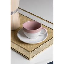 4 Xícaras de Café com Pires Ombré Wolff 85ml Rosa Cerâmica