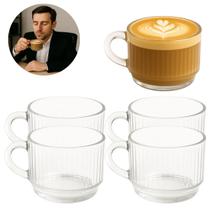 4 Xícaras de Café Lines Vidro 90ml Elegância e Praticidade 4 Xícaras de Café Lines Vidro 90ml Elegância e Praticidade
