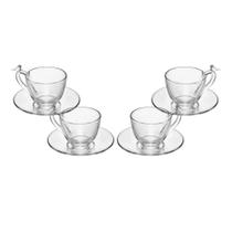 4 Xícaras de Café Wolff Bird de Cristal com Pires 80ml
