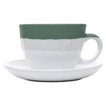 4 Xícaras de Chá com Pires Ombré Wolff 210ml Verde Cerâmica