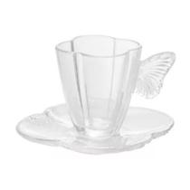 4 Xícaras Wolff De Café De Vidro Com Pires Butterfly