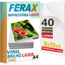 40 Adesivos Vinil Branco Brilho Para Impressora LASER A4 - FERAX