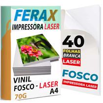 40 Adesivos Vinil Branco FOSCO LASER A4