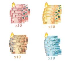 40 Burning Money - (Notas Flash) 10, 20, 50, 100 Reais B+ - TIGER