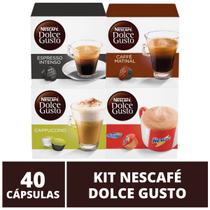 40 Capsulas Dolce Gusto, Capsula Café, Espresso, Nescau e Cappuccino