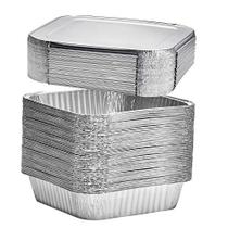 (40 contagem) 8 "Square Descartable Aluminum Cake Pans - Foil Pans perfeito para assar bolos, assar, pães caseiros 8 x 8 x 2 pol com tampas planas