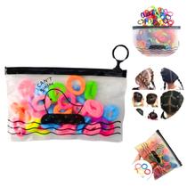 40 Elásticos de Cabelo Infantil Coloridos e Saco Zip Brinde