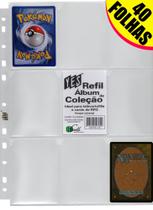 40 Folhas Fichário, álbum e pasta yes 11 furos universal 9 bolsos cards cartas Pokémon magic yugioh