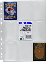 40 Folhas Fichário, álbum Pasta 11 Furos Universal 9 Bolsos Cards Cartas Pokémon Magic Yugioh