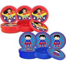 40 Latinhas Mulher maravilha + Super Man baby - Envio Imediato