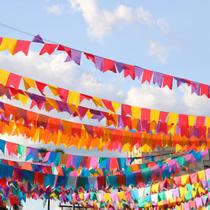 40 mts de Bandeirinha de Seda Colorida Quermesse sao joao arraial arraia evento decoração festival centro de mesa mimo - meca plasticos