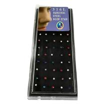 40 Piercing De Nariz Fino Com Pedra De Strass