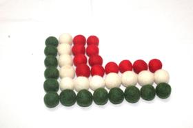 40 Pompons de Feltro 2 cm Vermelho, Branco e Verde Bolinhas de Lã 40 Pompons de Feltro 2 cm Vermelho, Branco e Verde Bolinhas de Lã