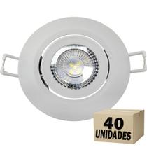 40 Spot 5w Redondo Embutir Luz Branca Direcionável Bivolt Sanca Gesso Avant