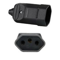 40 Tomadas Plug Femea 3 Pinos 10a Preto com Prensa Cabos