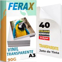 40 Vinil Adesivo Transparente A3 - Impressora Jato De Tinta