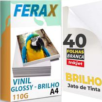 40 Vinil Adesivos Branco Brilho para impressora Jato De Tinta A4 - Pode usar Resina