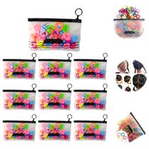 400 Elásticos de Cabelo Infantil Coloridos e Saco Zip Brinde