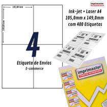 400 Etiquetas Adesivas A4 Envios E-commerce 105,0 X 149,0mm