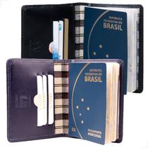 400 kit2 porta passaporte flip 10x14x1 couro legítimo artlux