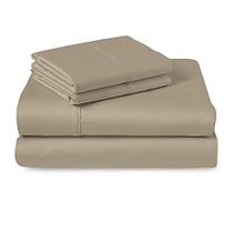 400 Thread Count Cotton Queen Sheets Set Simply Taupe, 100% Long Staple Cotton Soft Sateen Bed Sheets com Elegante 4 polegadas Hem, caber até 15 polegadas Deep Pocket (Simply Taupe 100% Cotton Queen-Size Sheet)