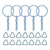 4000 Unidades De Argola Com Corrente Para Chaveiro 23mm + Triângulos Azul Bebe