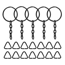 4000 Unidades De Argola Preta Com Corrente Chaveiro 23mm + Triangulos 8mm