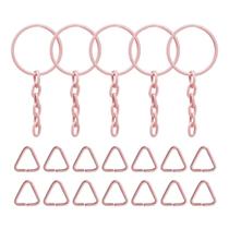 4000 Unidades De Argola Rosa Bebe Com Corrente Para Chaveiro 23mm + Triangulo