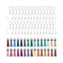 40PCS Chaveiros De Acrílico Em Branco Com Argolas E Anéis De Conexão Para Artesanato Em Vinil DIY