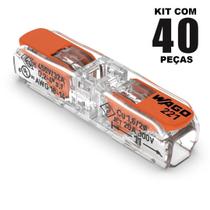 40un Conector Wago 221-2411 2 vias 32A/450V Emenda Linha Reta Original