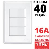 40un Interruptor Simples 3 Teclas 16A Com Placa 4x2 Evidence FAME