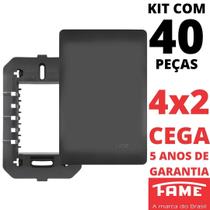 40un Placa 4X2 Cega Com Suporte Habitat Black FAME