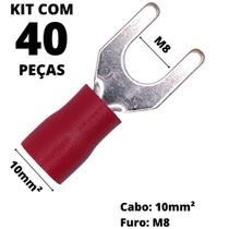 40un Terminal Forquilha Garfo Vermelho 10mm² M8 SV10-8