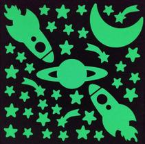 41 Img Adesivos Brilham no Escuro Fosforescente Foguetes, Lua, Estrelas - Decoração Quarto Infantil