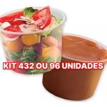 432 ou 96 Unidades Pote Redondo Com Tampa 250ml