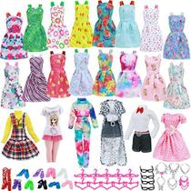 43Pcs Doll Roupas e Acessórios Pacote Incluindo 10 Mini Vestidos 3 Roupas de Moda Artesanal Conjuntos 10 Sapatos 20 Acessórios bonitos boneca para boneca de 11,5 polegadas